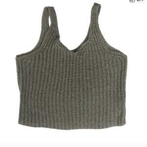 Moon & Madison Olive Crochet Knit Sleeveless Top small